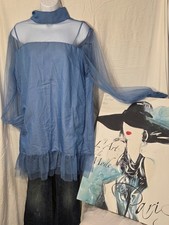 Sheer Layered Light Blue Tunic with Mesh Yoke picture