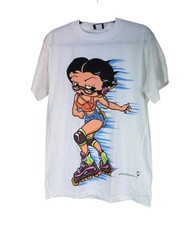 Vintage 1994 Betty Boop Rollerblading Double Sided Shirt 100% Cotton Y2K Size M picture