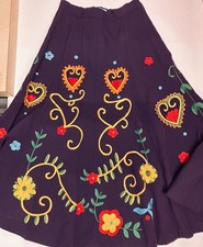 Rickrageous Ltd Women’s Custom Floral Embroidered A-Line Wool Skirt. Rodeo Queen picture