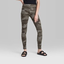 Wild Fable Soft Leggings Womens Full Length Green Camo High Rise Wide Waistband picture