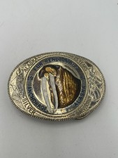 Vintage 1984 Alaska Fur Rendezvous 25 Years Anchorage Belt Buckle Walrus picture