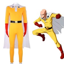 One Punch Man Hero Saitama Cosplay Costume Jumpsuit Cape Belt Gloves 4 Pcs Set picture