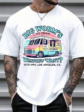 Big Worm'S Ice Cream T-Shirt, Casual Crew Neck Short Sleeved Summer Top picture