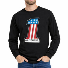 Harley-Davidson Men's Long Sleeve T-Shirt, #1 Racing Tee - Black, 99073-24VM picture