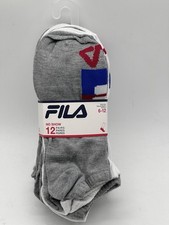 NEW 12 PAIR PACK MENS FILA NO SHOW SOCKS SIZE 6-12 WHITE / GREY/ BLUE / RED picture