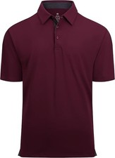 Men's Golf Polo Shirt Moisture Wicking Quick Dry Stretch Short Sleeve Solid Perf picture