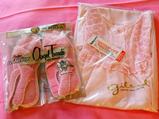 Vtg 60s/70s Pink Deadstock Set: Gilead Nightgown & Barry Angel Treads Slippers picture