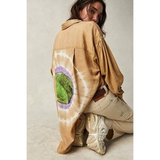 NEW NWT We the free Yin Yang Tie Dye Graphic Buttondown Oversized Shirt Size XS picture