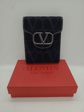 New Valentino Gavarani V Logo RFID Black Textile Wallet Nero Black/Silver picture