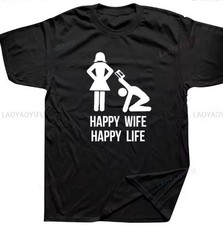 Happy Wife Happy Life black T-shirt short sleeve Full sizes picture