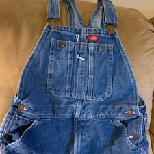 Authentic vintage Dickies classic rigid denim workwear bib overalls 100% cotton picture