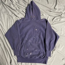 Vintage 90s Purple Champion Reverse Weave Hoodie Sweatshirt Size XXL Painted USA picture