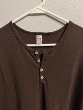 American Apparel Dexter Morgan Henley Thermal Kill Shirt Brown, 2000s Vintage picture