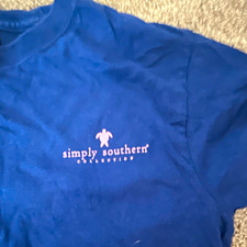 Simply Southern Women's Blue Turtle Graphic Tee Crew Neck Short Sleeve Size M picture