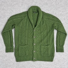 Vintage LL Bean Signature Cardigan Mens XL Green Knit Shawl Collar Sweater picture
