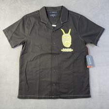 Roark Revival Camp Shirt Men's Medium Black Time Drifter Rare Sample Stretch NWT picture