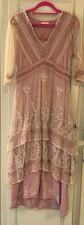 Nataya Lace Overlay & Sheath Dress in Mauve Plum Size Small Vtg 30s Inspired picture