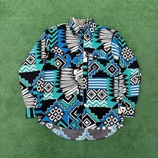 Vintage Wrangler Western Brushpopper Aztec Print Long Sleeve Button Shirt Sz M picture