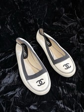 Chanel Moccasins/ Loafers NWT US 8.5 /Euro 40 White/Black Trim Made In Italy picture
