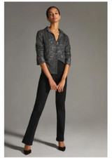 NWT Anthropologie Collared Sequin Buttondown Shirt Gray - Size XXS $130 picture