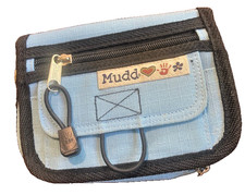 Vintage Y2K Mudd Light Blue Canvas Mini Bag Wallet Set No Strap - Read  picture