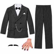 Men`s Gomez Addams Costume & Hand Adult Addams Family Gangster Suit Halloween picture