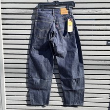 NWT Levi's Premium Baggy Dad Barrel Jeans Dark Indigo Blue Denim Size 24x30 picture