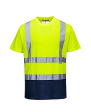 PORTWEST® Two Tone Hi Vis T-Shirt - ANSI Class 2 - S378 - XL - NEON YELLOW/NAVY picture