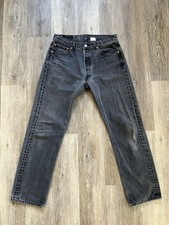 Vintage Levi’s 501 Button Fly Faded Black Classic Cotton Denim Jean Size 32x30 picture