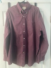 L.L.Bean Men's 2XL Burgundy Checkered Long Sleeve Button-Down Shirt 100% Cotton picture