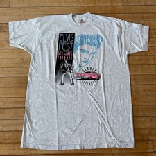 VTG 90s Elvis Presley Fest Big Face Graphic Single Stitch T-Shirt XL Made In USA picture