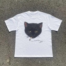 Y2k Smocking Cat T-Shirt, Unisex Vintage Graphic Tees Gothic Grunge Y2k Emo Scen picture