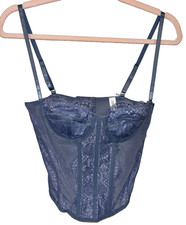 Raxonde Women’s Lace Corset Crop Top Size M Blue Party Club Wear Y2K Bustier picture