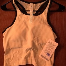 lululemon Ebb to Street Cropped Rib Contrast Racerback Tank Size 10 White picture