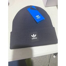 Adidas Originals Black Cuffed Knit Beanie Hat Trefoil Logo Unisex NWT picture