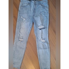 Wild Fable Highest Rise Skinny Jeans Womens 14 Light Wash Blue Distressed Grunge picture