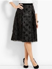 Talbots RSVP Black A-line Skirt metallic polka dot shimmer size Size 8 NWT picture