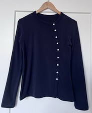 OGL Move ProWarm Asymmetrical Placket Top Shirt Womens Navy Blue Button Medium picture