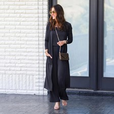 Brigitte Brianna Essential Travel 2 Piece Cardigan Pants Set Black Size L NWOT picture