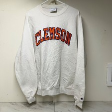 Champion Clemson Tigers Sweatshirt Mens Large White Crewneck Pullover NCAA picture