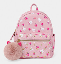 Undone by Kate Mini Pink Cat Floral Faux Leather Zip Backpack, Adjustable picture