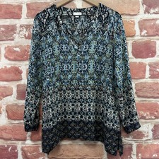 J. Jill Top Womens Small Blue Rayon Pullover 3/4 Sleeve Boho Paisley Tunic picture