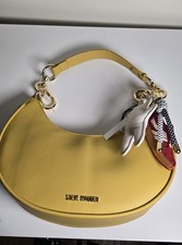 Steve Madden Yellow Crescent Hobo Shoulder Bag with Charms Gold Hardware picture