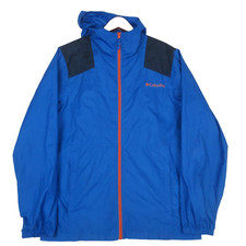 Columbia Flashback Windbreaker Jacket Mens S Blue Navy Orange Omni-Shade UPF 40 picture