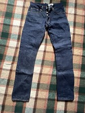 Gustin Raw Selvedge Denim Jeans Mens 32x33 #219 Slim Fit Dark Indigo EUC picture