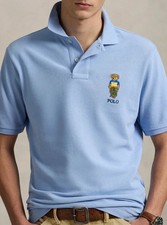 RALPH LAUREN Men's SZ 2XL-Tall Blue Mesh “POLO BEAR” Classic Fit Polo Shirt picture