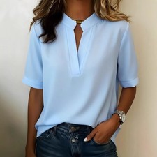 Women's Casual Short Sleeve Top - Crew Neck T-Shirt Loose Fit Summer Basic Tee f picture