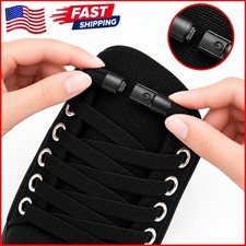 8mm Elastic No Tie Shoelaces Press Lock Flat Laces Kids Adults Sneakers picture