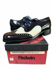 Vintage Pedwin Mens 10 B Blue White Spectator Wingtip Oxford Shoes NOS Box R24 picture