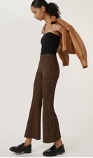 Anthropologie Size Small Sabine Flare Pants Black Brown Retro Print High Rise picture